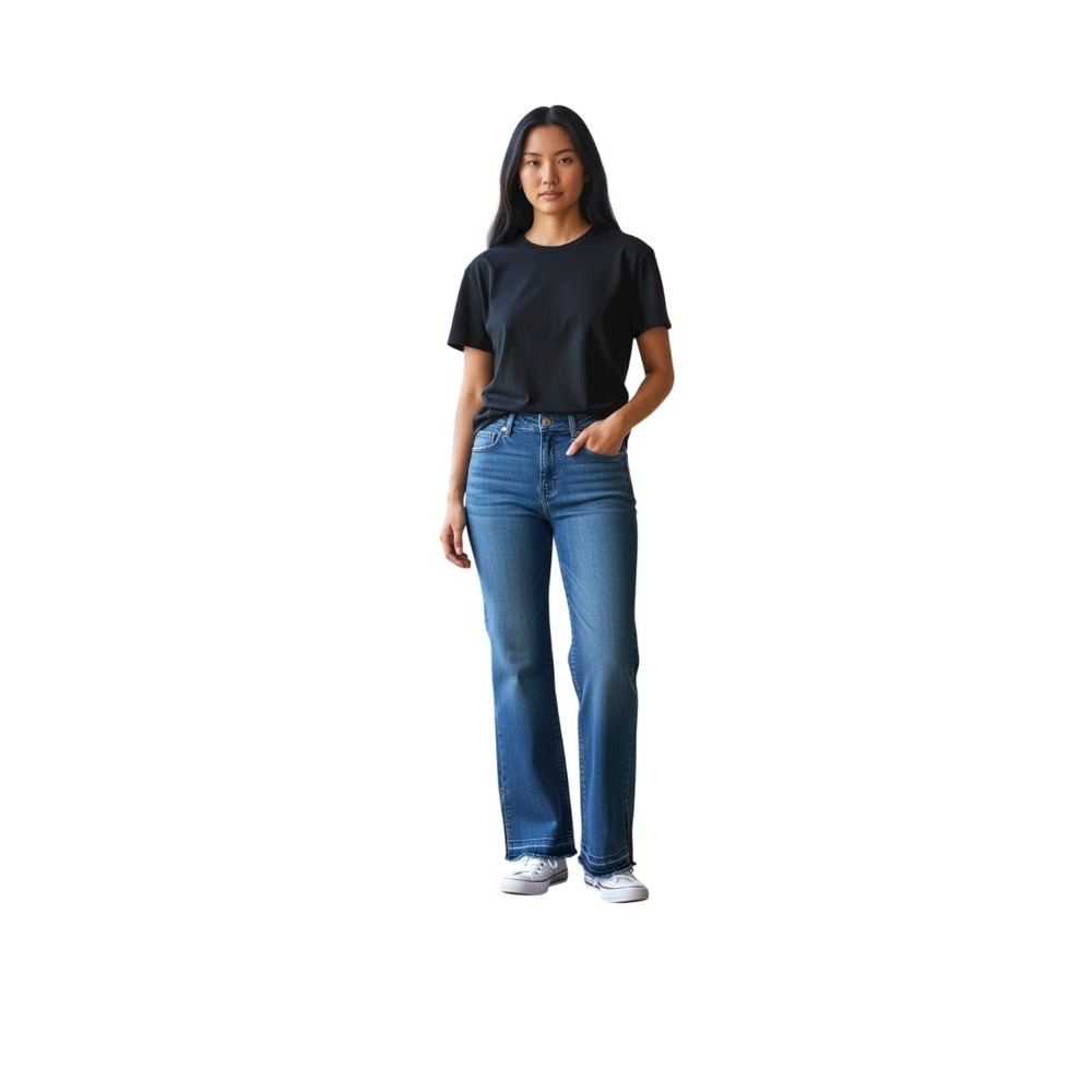 Sneak Peek Womens High Rise Wide Leg Jeans Blue Wash Size 13‎ NWOT Stretch Denim